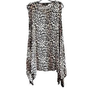 Cheetah Harper Airy Boxy Flowy Challis L&B Vest Tan 3XL Women's Mob Wife